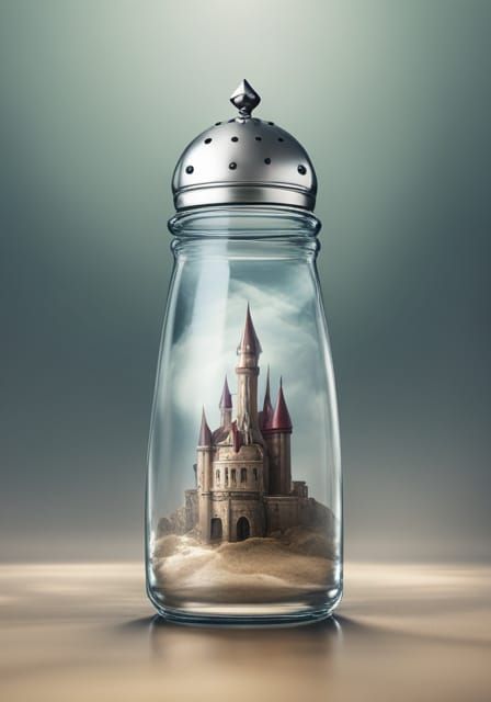 Castle Inside Salt Shaker: Detailed Matte Painting