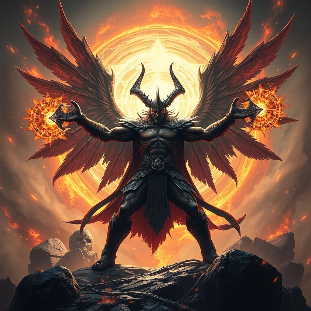 Heroic Angel-Demon Barbarian with Elemental Chakrams