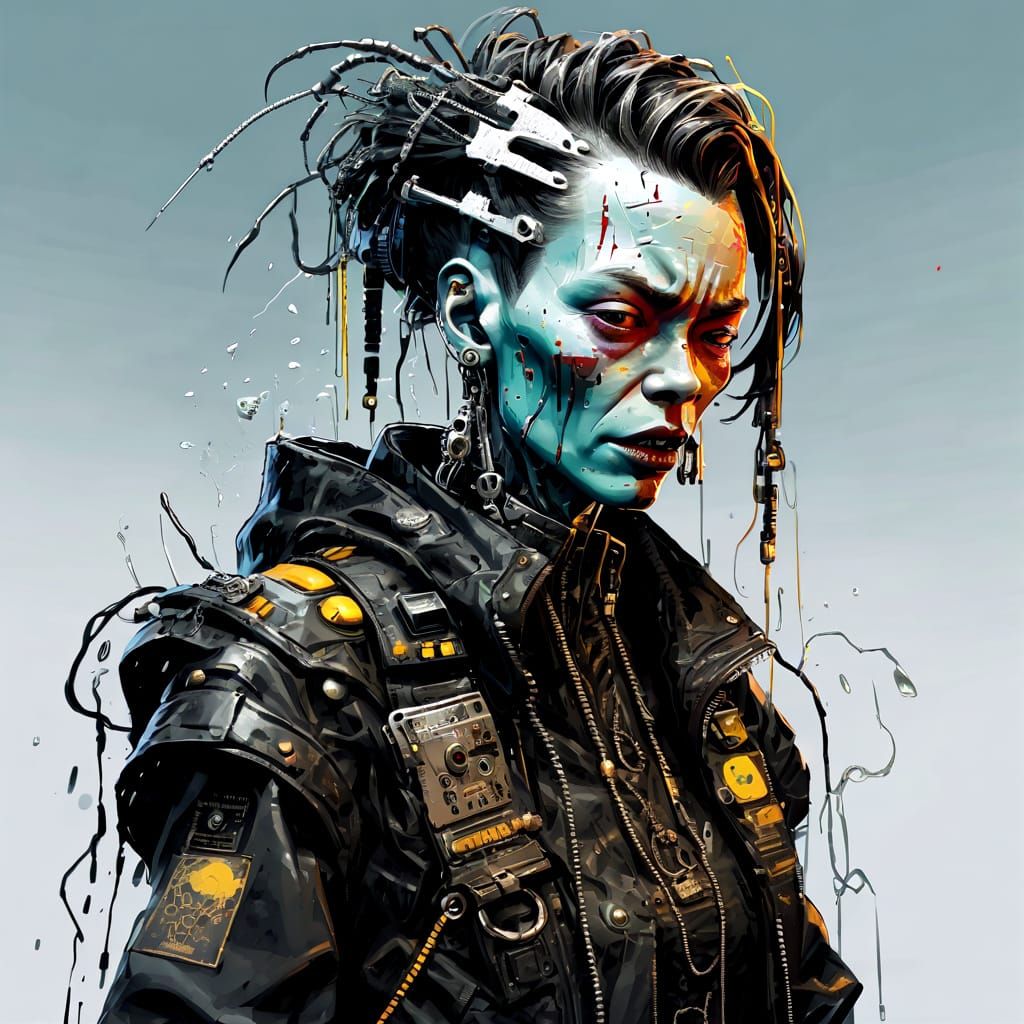 Weeping Punk Portrait in Psychedelic Style