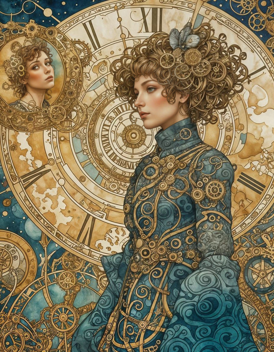 Steampunk Captain Gazing at Nebula in Watercolor Style