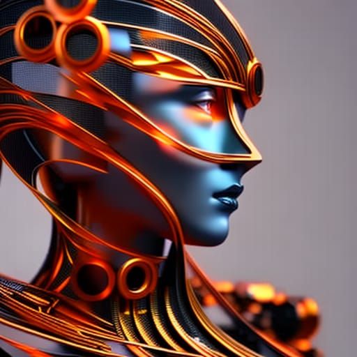 Clockwork Woman Portrait with Metallic Numbers in Surreal St...