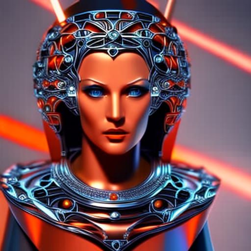 Clockwork Woman Portrait in Surreal Digital Art