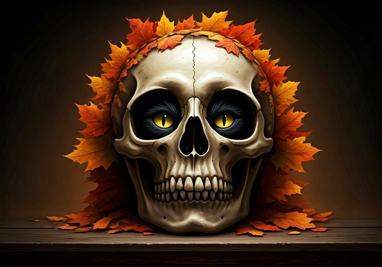 Spooky Skullcat Halloween Portrait in Koidl Style