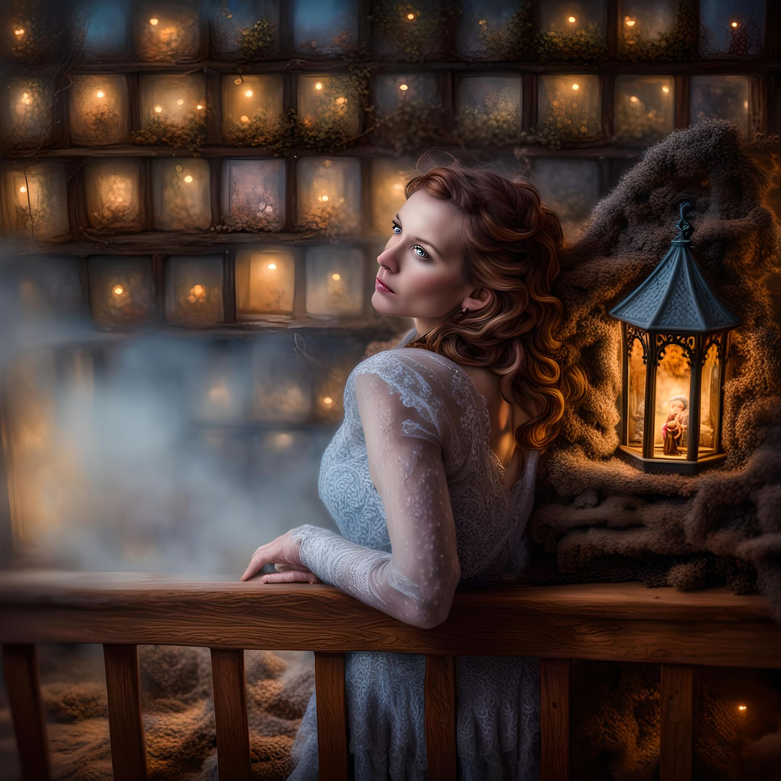 Ethereal Woman in Secret Hideout: Hyperrealistic Photography