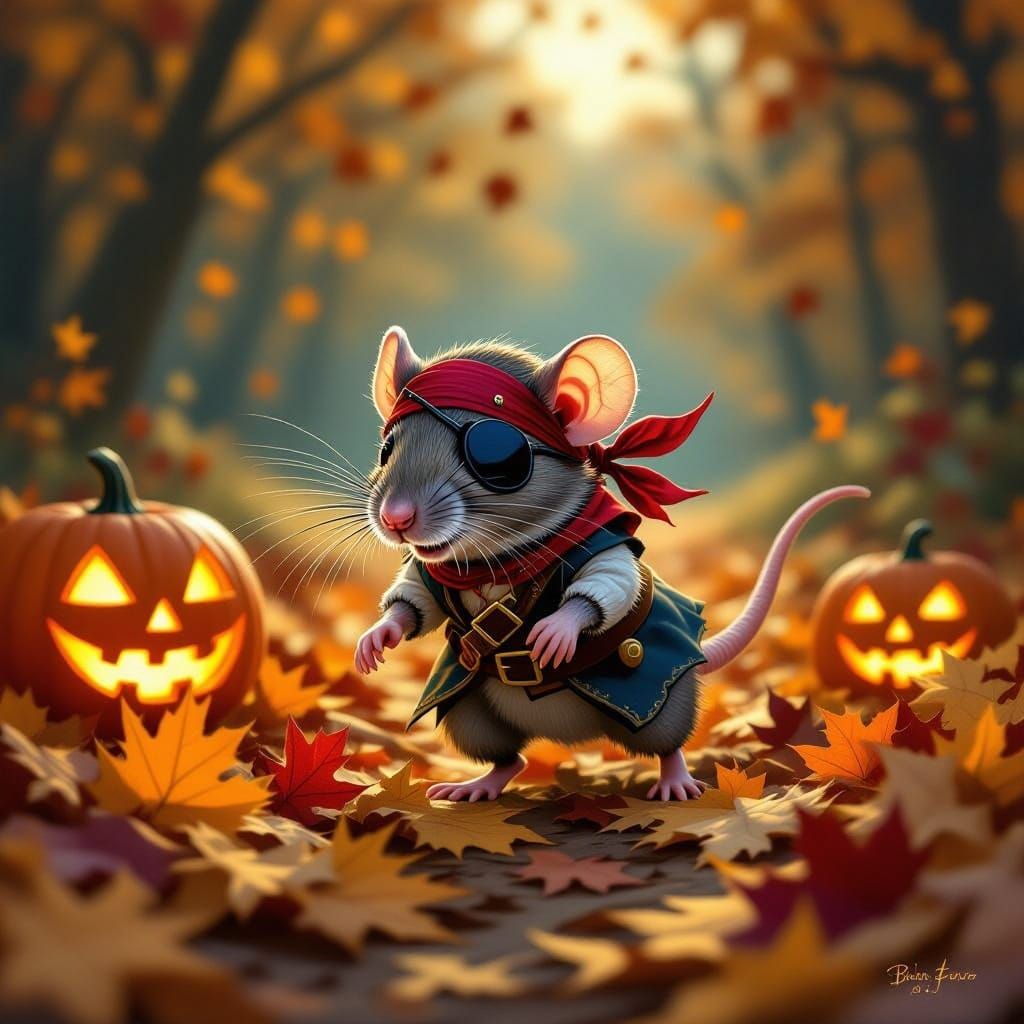 Mischievous Pirate Rat in Autumn Dusk