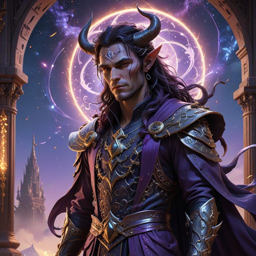 Ethereal Tiefling Cleric in Celestial Temple