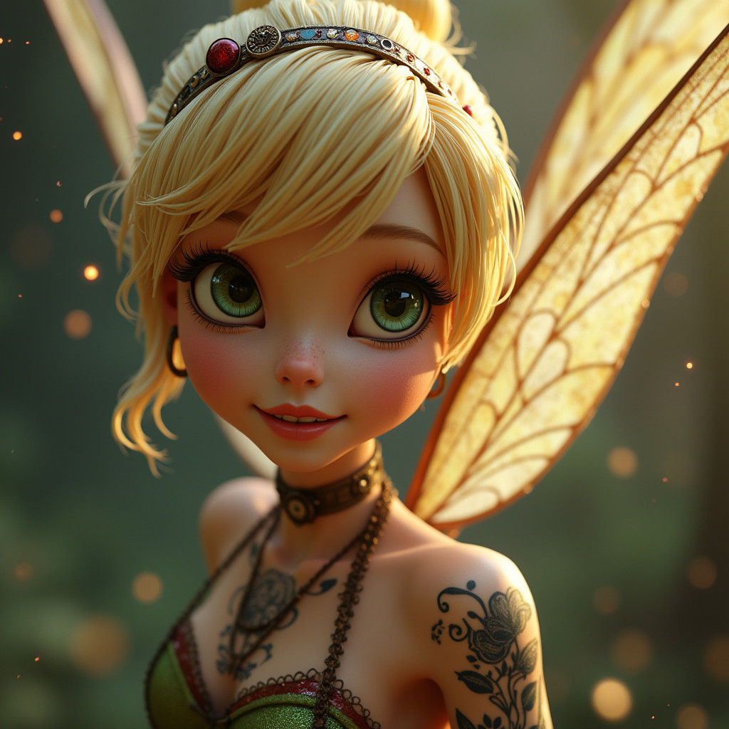 Steampunk Tinkerbell with Tattoos: 3D Render