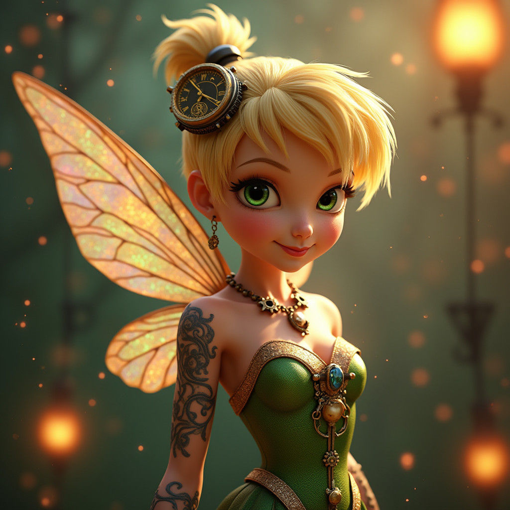 Steampunk Tinkerbell with Tattoos in 3D