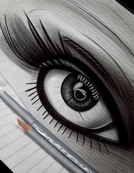 Monochrome Charcoal Sketch of a Young Woman