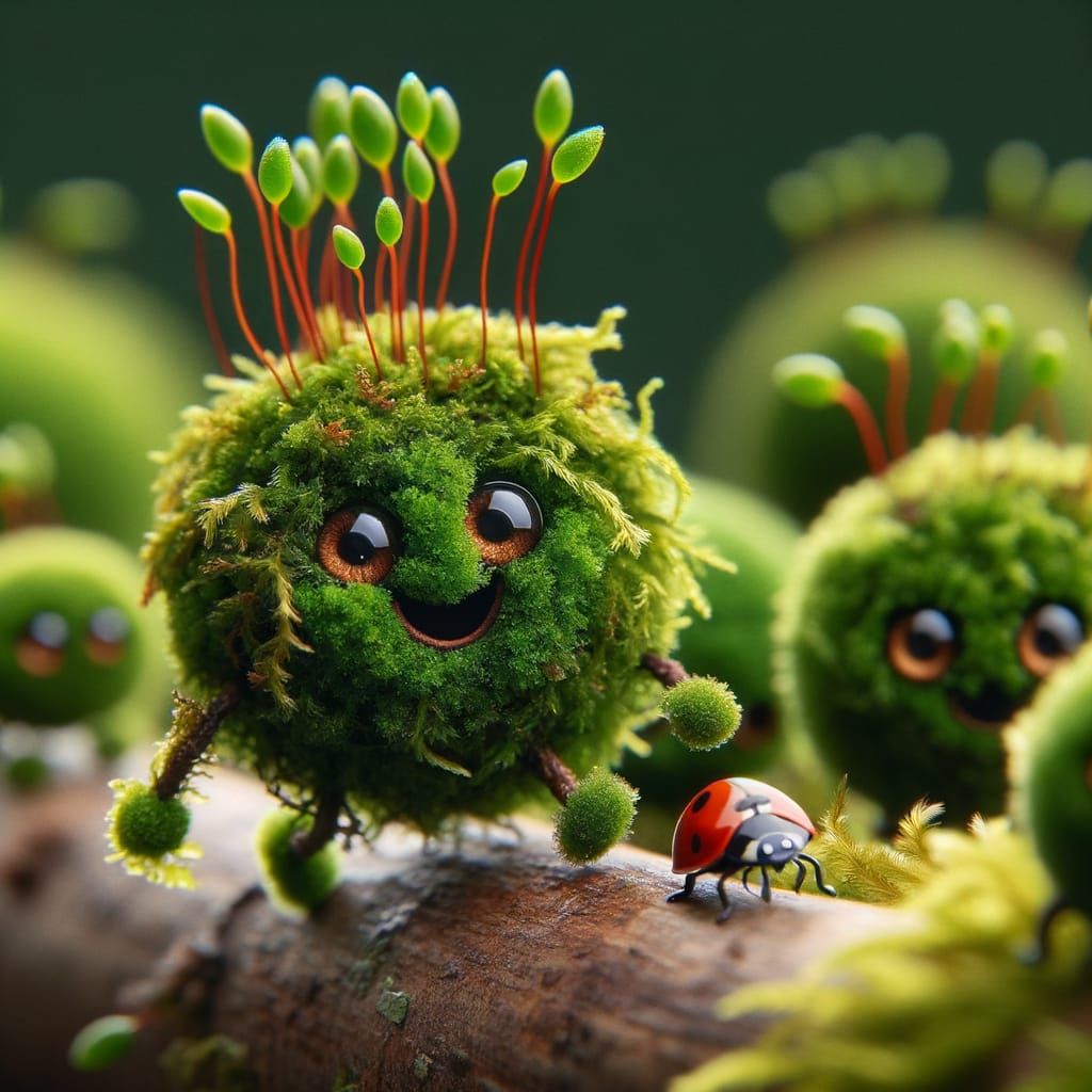 Moss Figures Strolling Through an Enchanted Forest