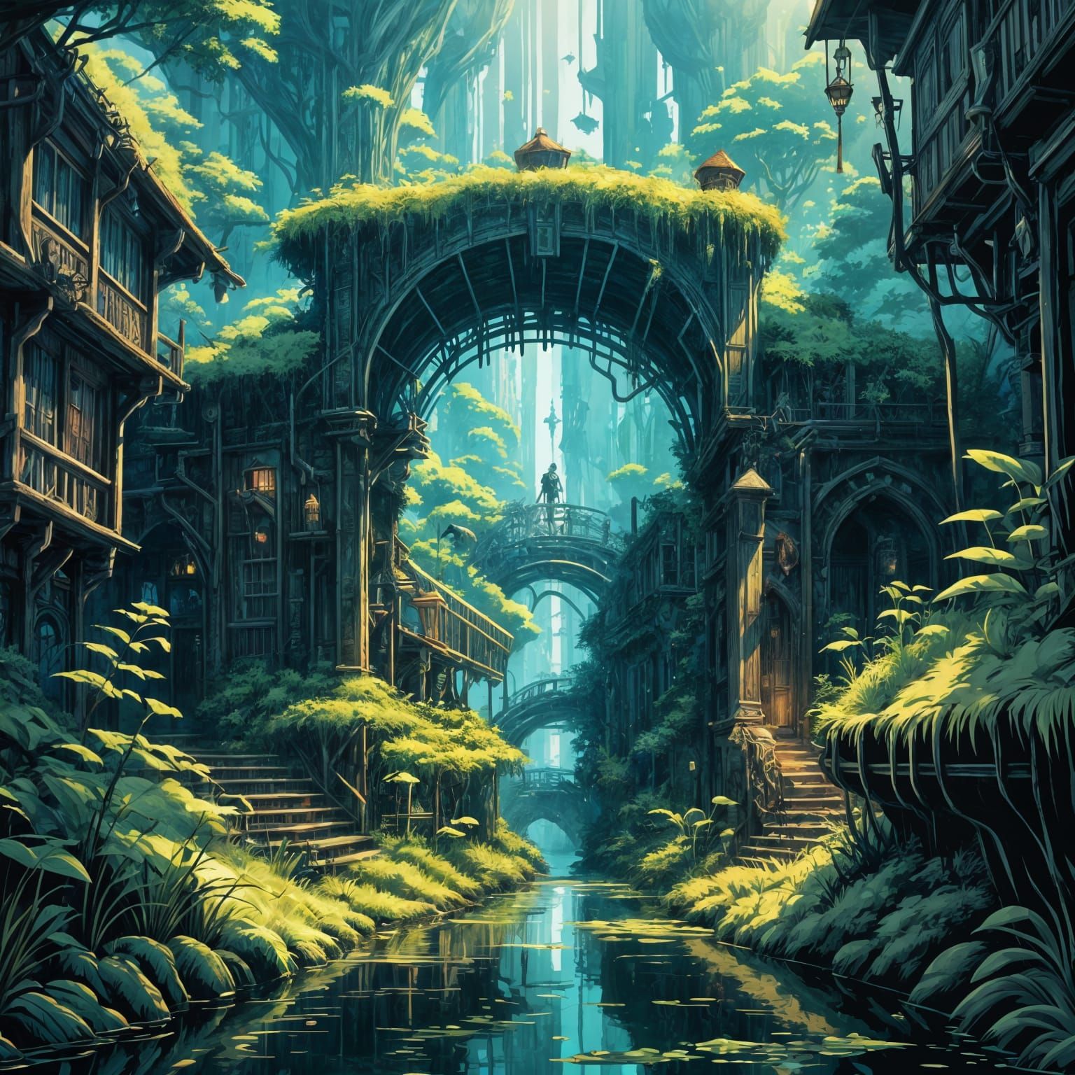 Peaceful Steampunk Backwater in Anime Style