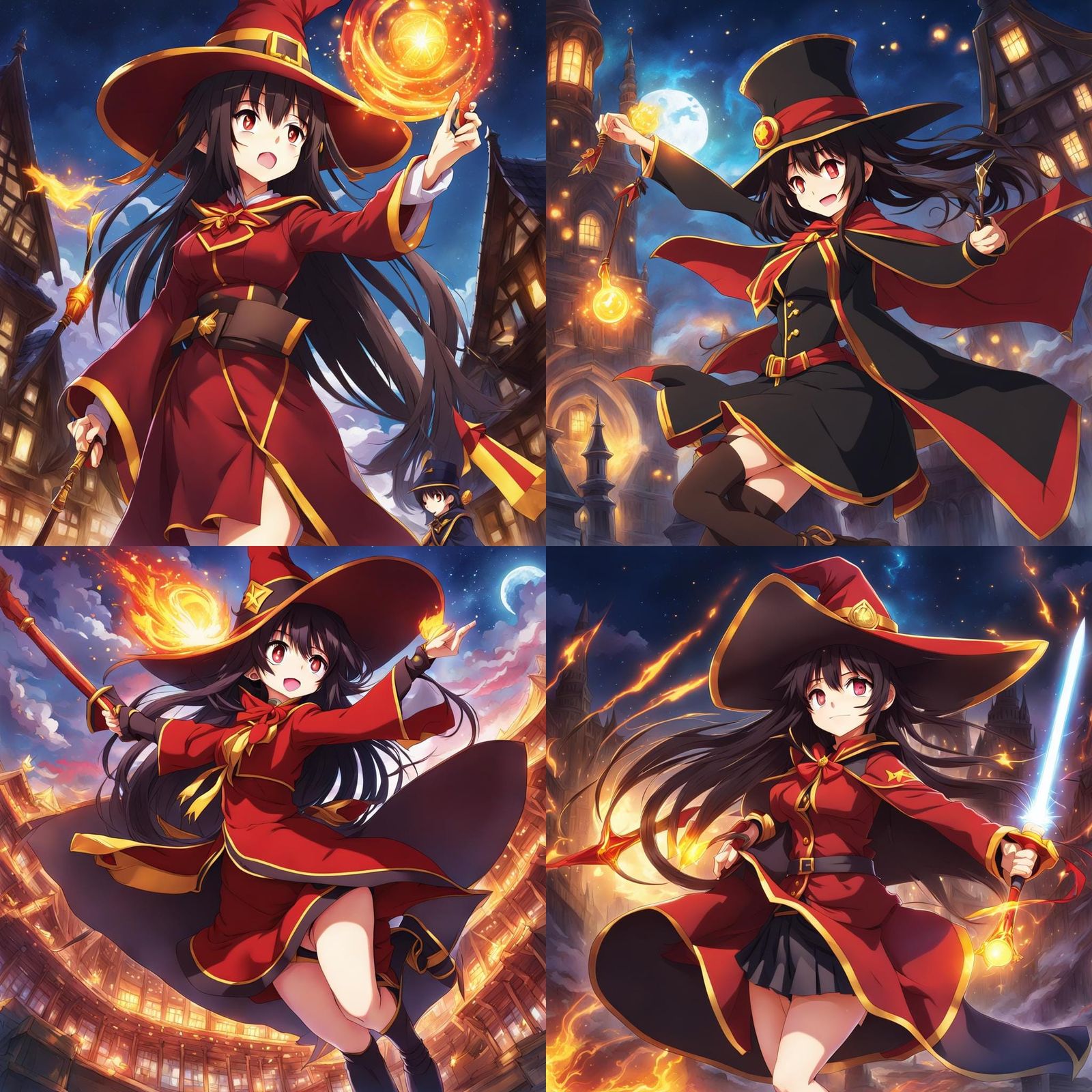 Megumin Casting Magic in Anime Key Visual Style