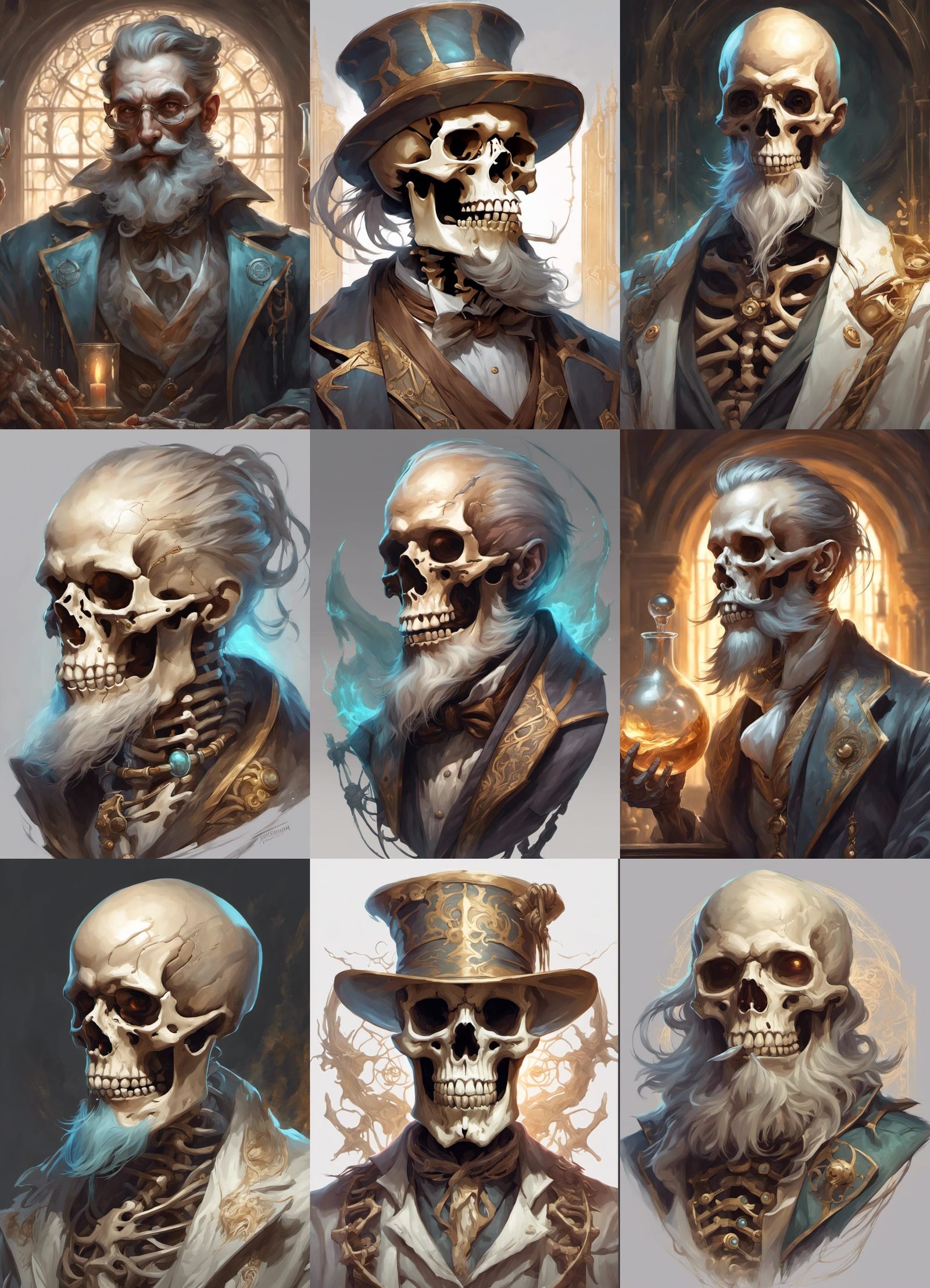 Skeleton Alchemist Portrait in Detailed Splash Art