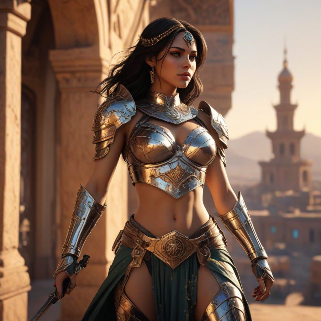 DC Comics-Inspired Fantasy Warrior in Ancient City