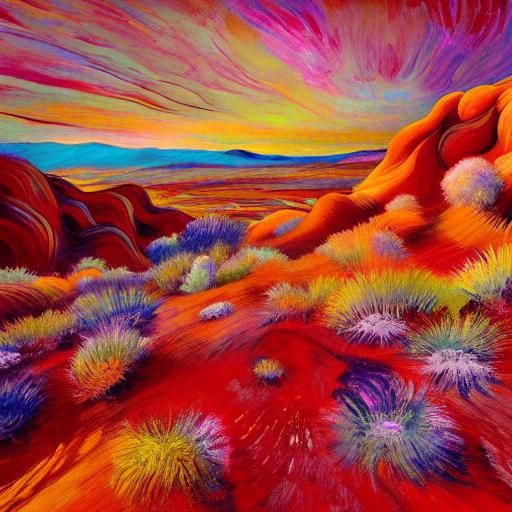 Creating a vibrant landscape painting inspired by Georgia O'...