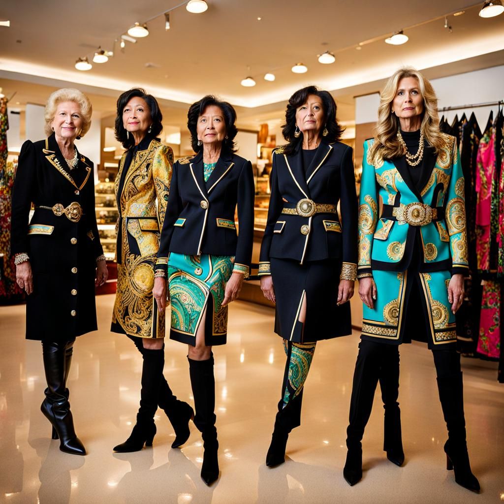 Businesswomen Model Versace in Clothing Store