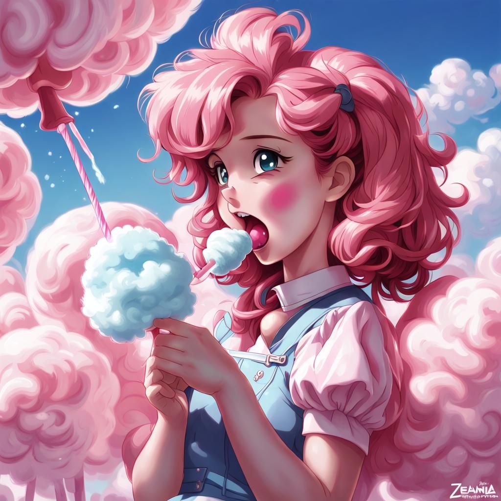 Pinkie Pie and Cotton Candy in Anime Style