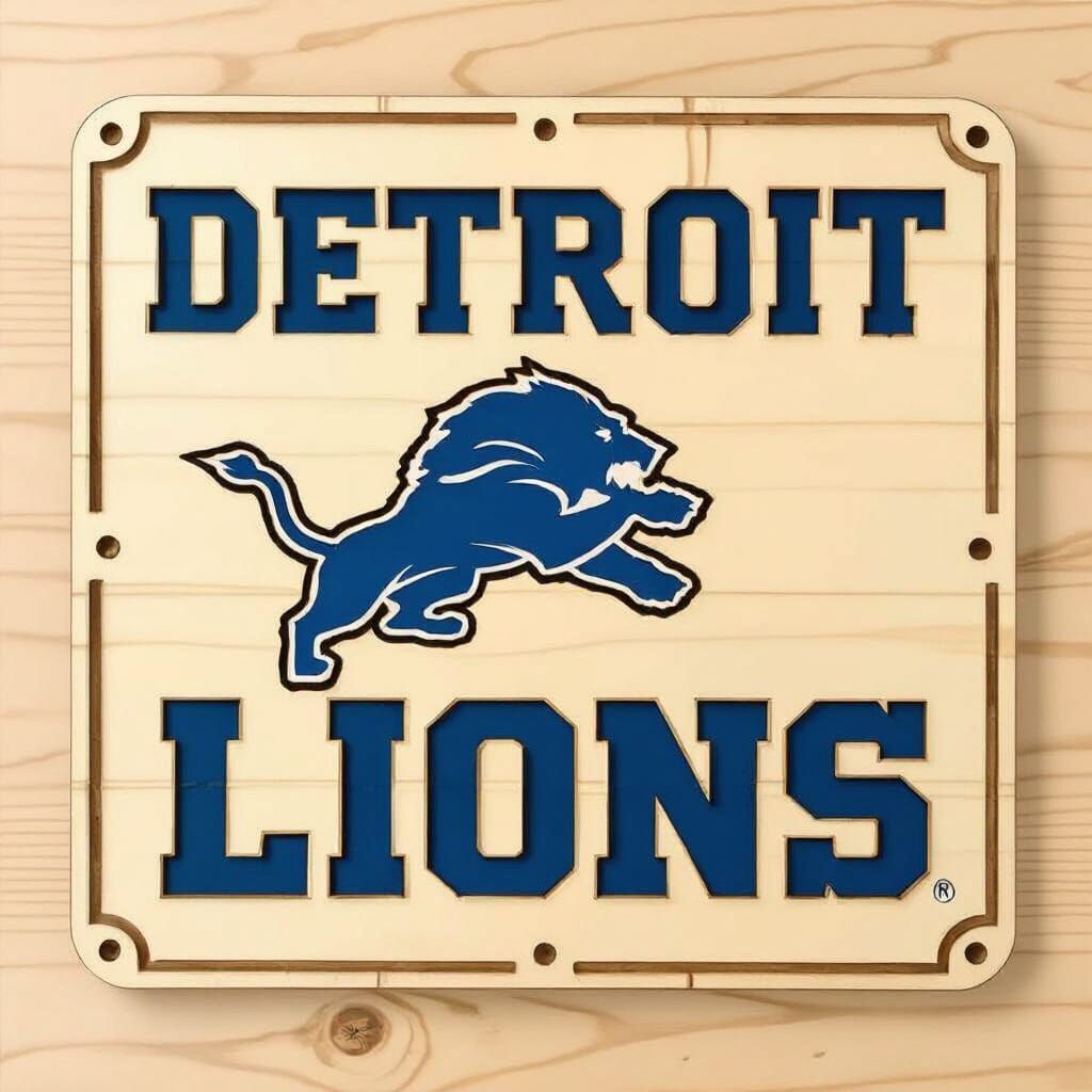 Detroit Lions CNC Wood Sign Art
