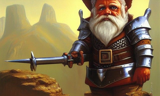 Armored Gnome in Oil Painting Poster Art