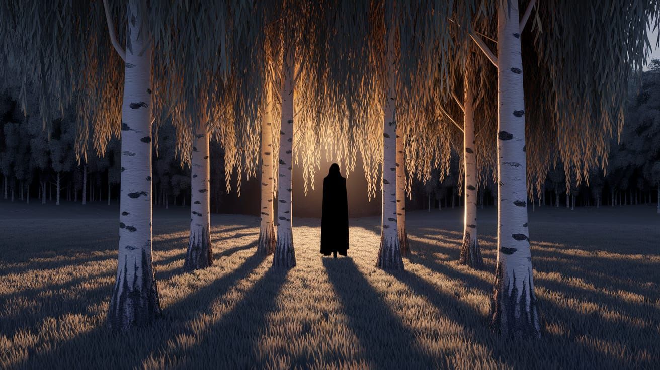 Twilight Grove: Dark Figure in Fantasycore Style