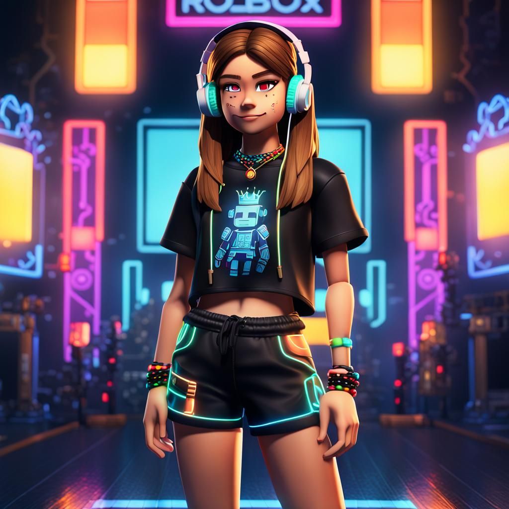 Female Roblox Avatar in Digital Matte Painting Style