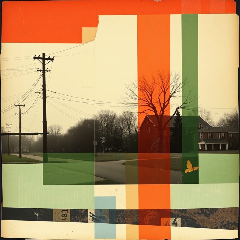 Nostalgic Memoryscape Collage with Color Blocking