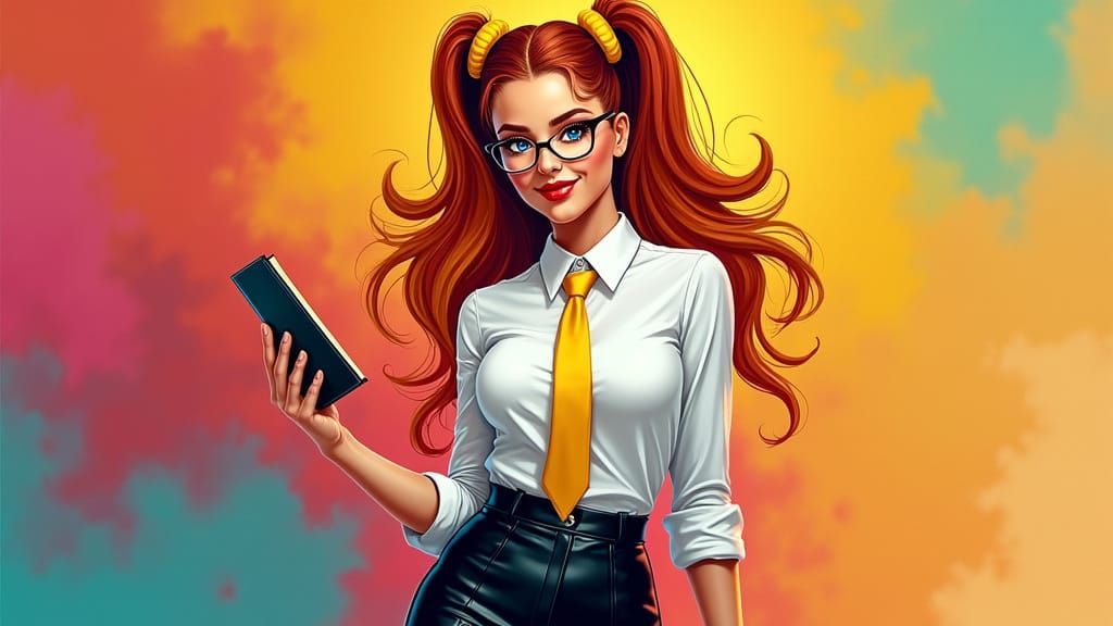 Vibrant Digital Portrait of a Confident Fitness Model in Pro...