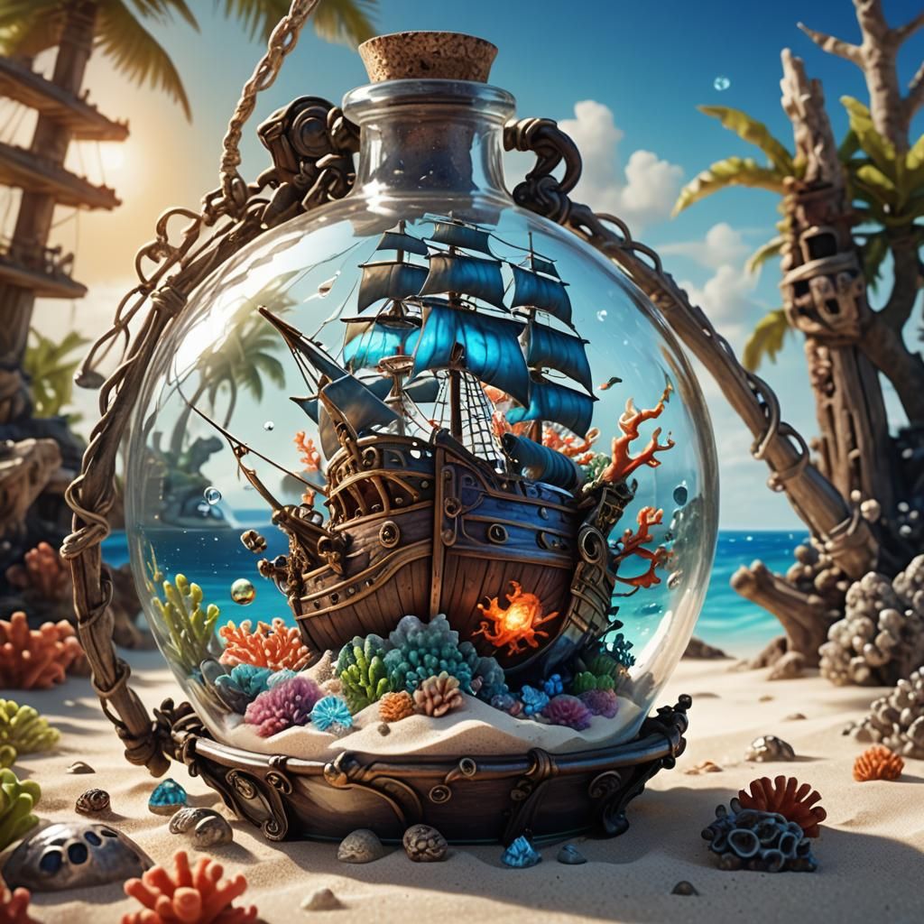 Pirate Ship in a Bottle: Fantasy Concept Art