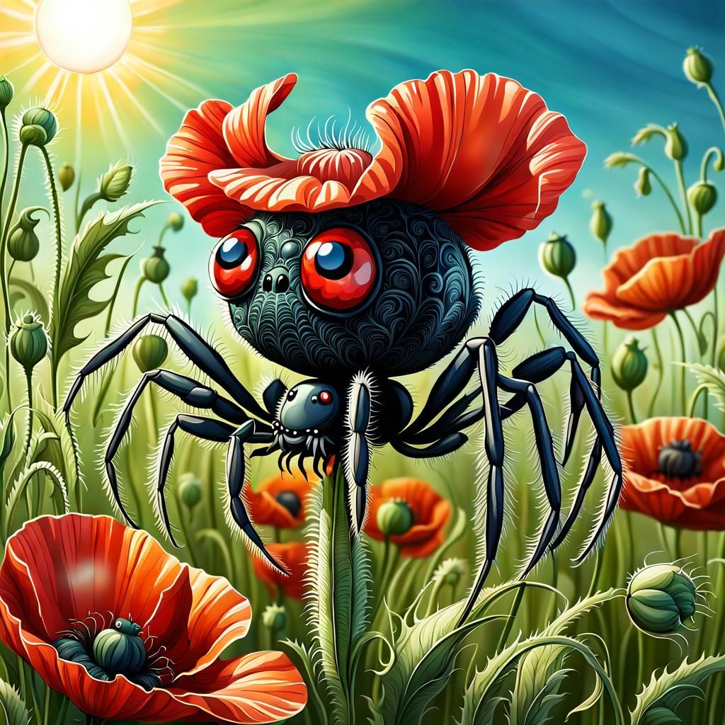 Talking Poppy and Chibi Spider in Sunny Meadow