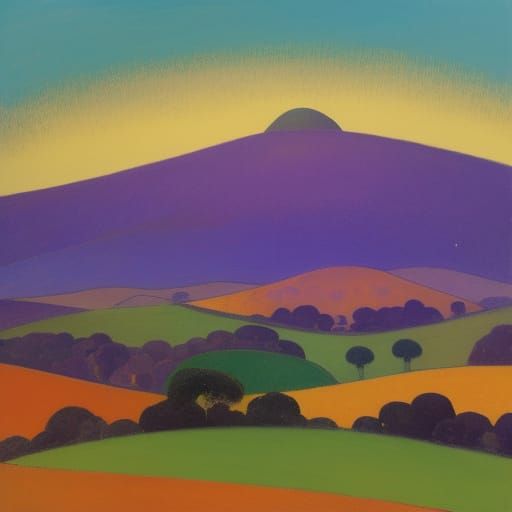 Surreal Hills in the Style of Odilon Redon