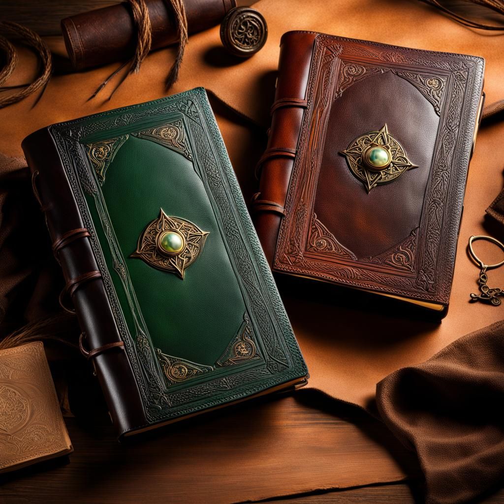 Rustic Leather Journal in Fantasy Art Style