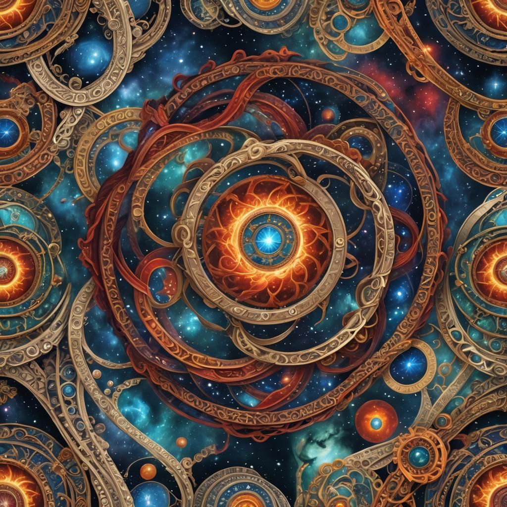 Celestial Elemental Ring in Vibrant Colors and Intricate Det...