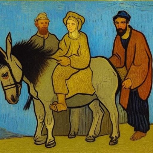 Donkey in Stable, Post-Impressionistic Style