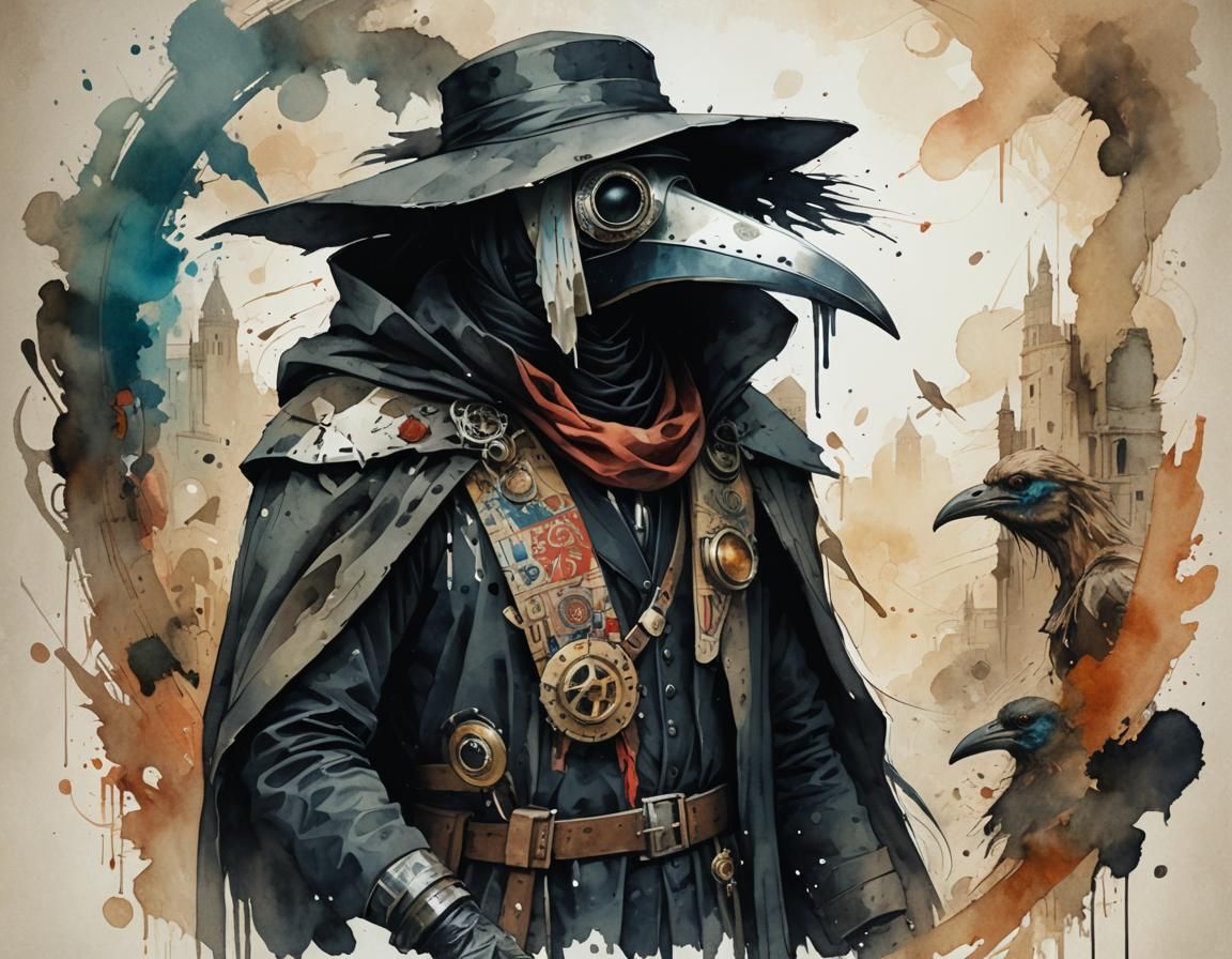 Plague Doctor in Aztec-Greek Fusion Style