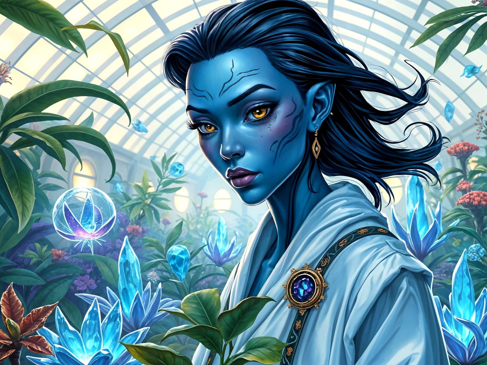 Extraterrestrial Botanist in a Distant Planet Garden