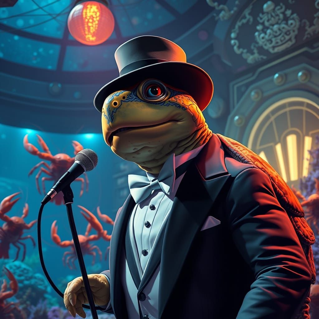 Singing Turtle in Art Deco Underwater Club