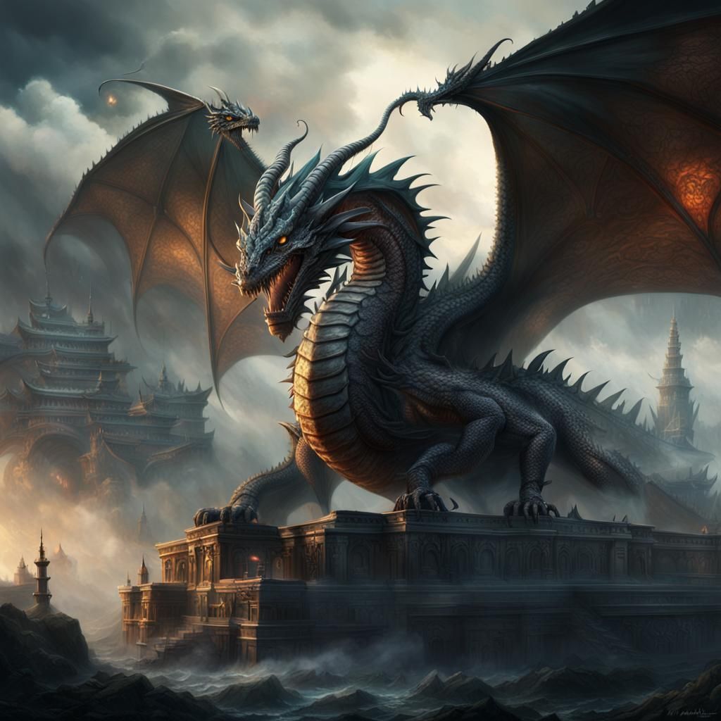 Epic Dragon Digital Matte Painting