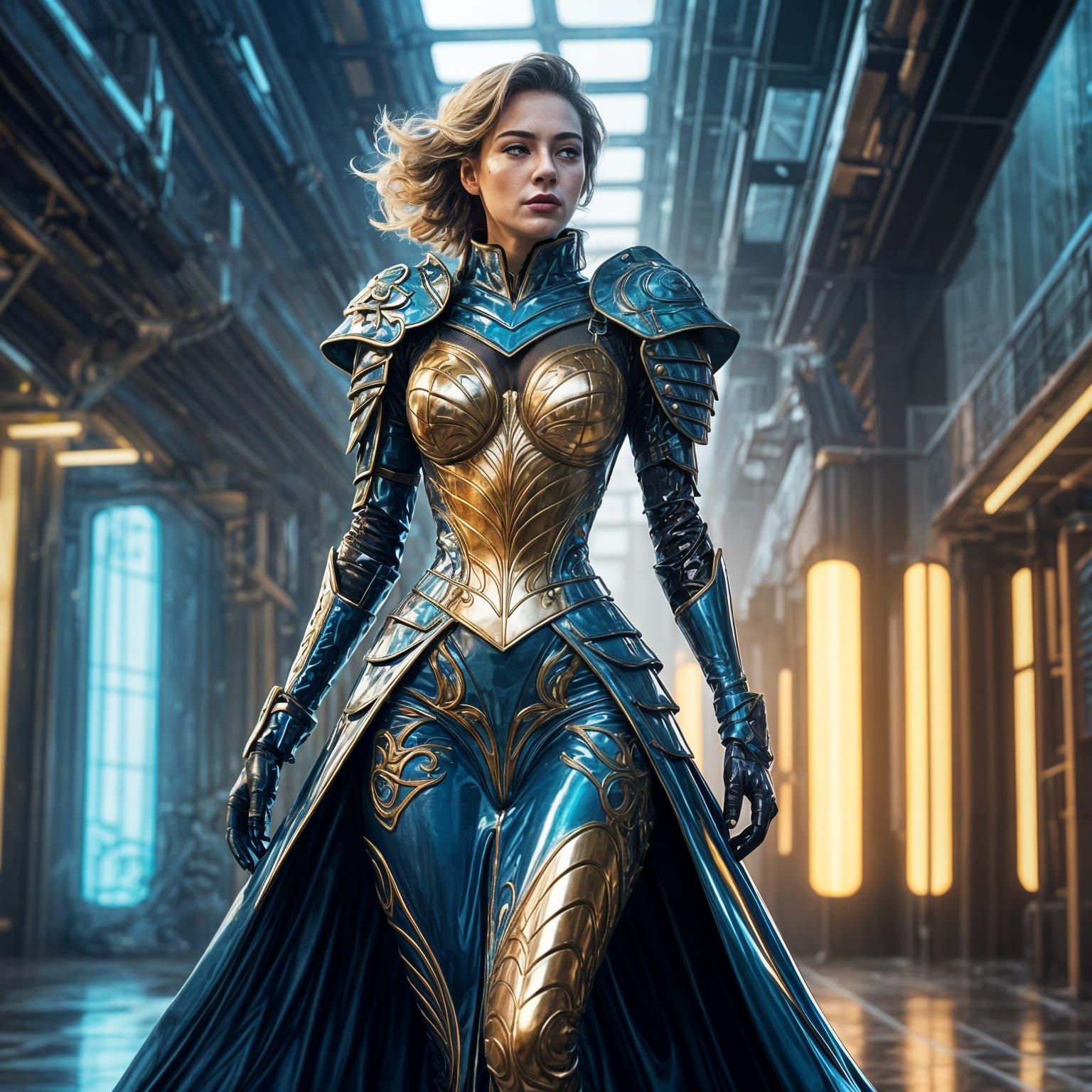 Hyperrealistic Heroine in Intricate Latex Armor