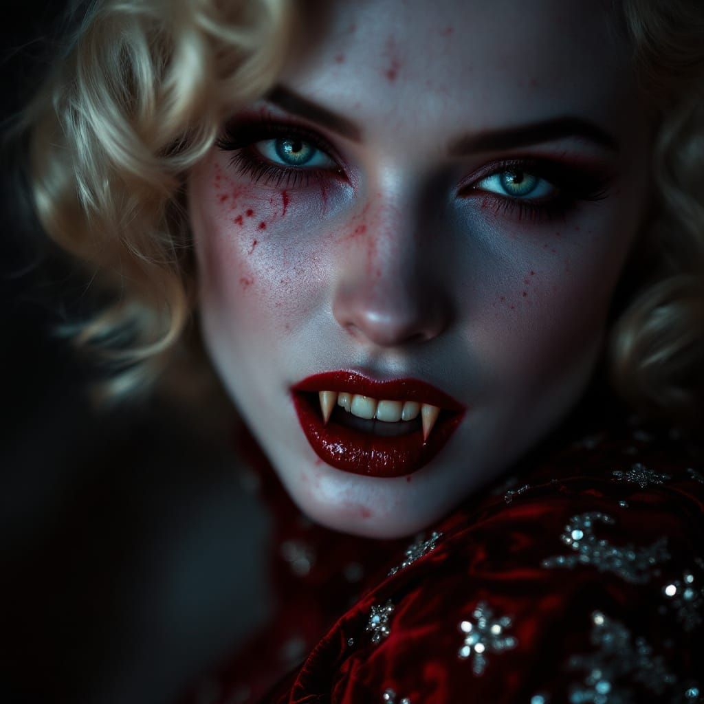 Marilyn Monroe as Vampire in Dark Fantasy Style