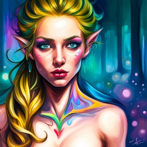 Colorful Graffiti Art of a Lovely Elf Girl