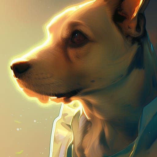 Detailed Dog Portrait with Dynamic Lighting