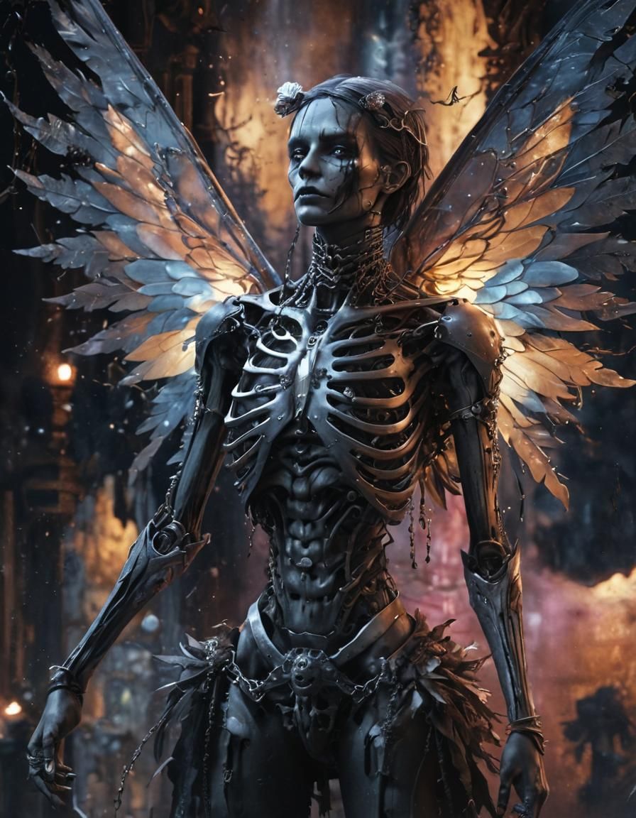 Undead Angel in Gothic Dungeon: Dark Fantasy Art