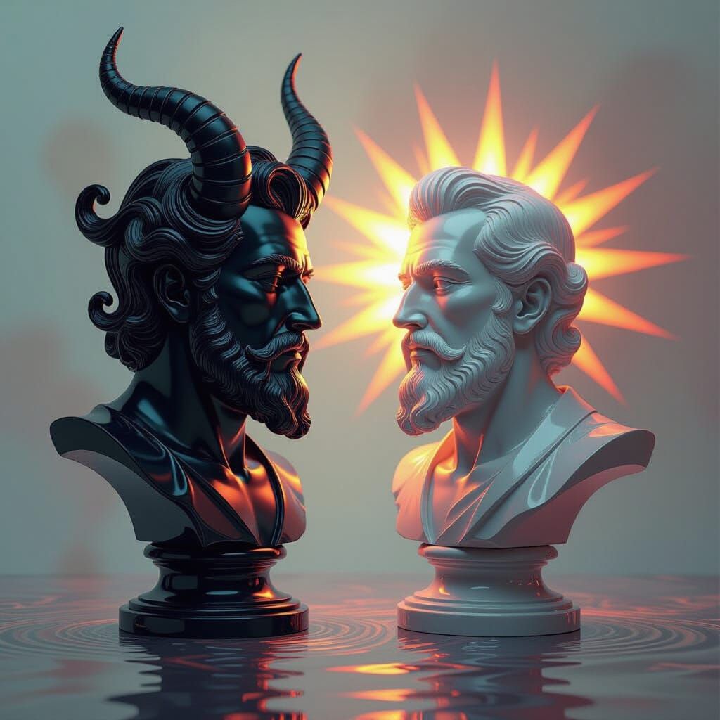 Crystal Busts in Surrealist Dreamscape