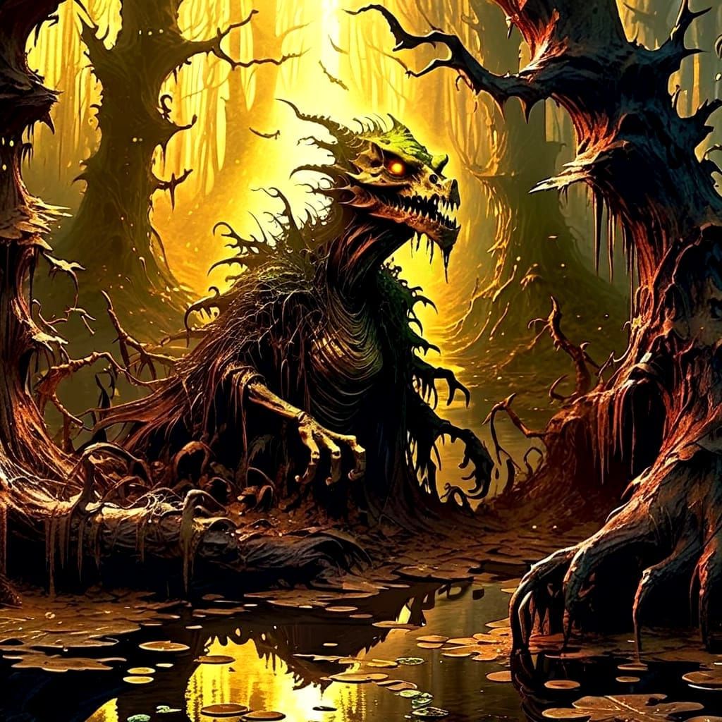 Ghastly Swamp Witch Emerges From Murky Depths