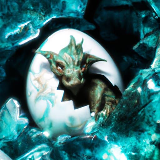 Dragon Hatching in Crystal Cave: Hyperrealistic Splash Art