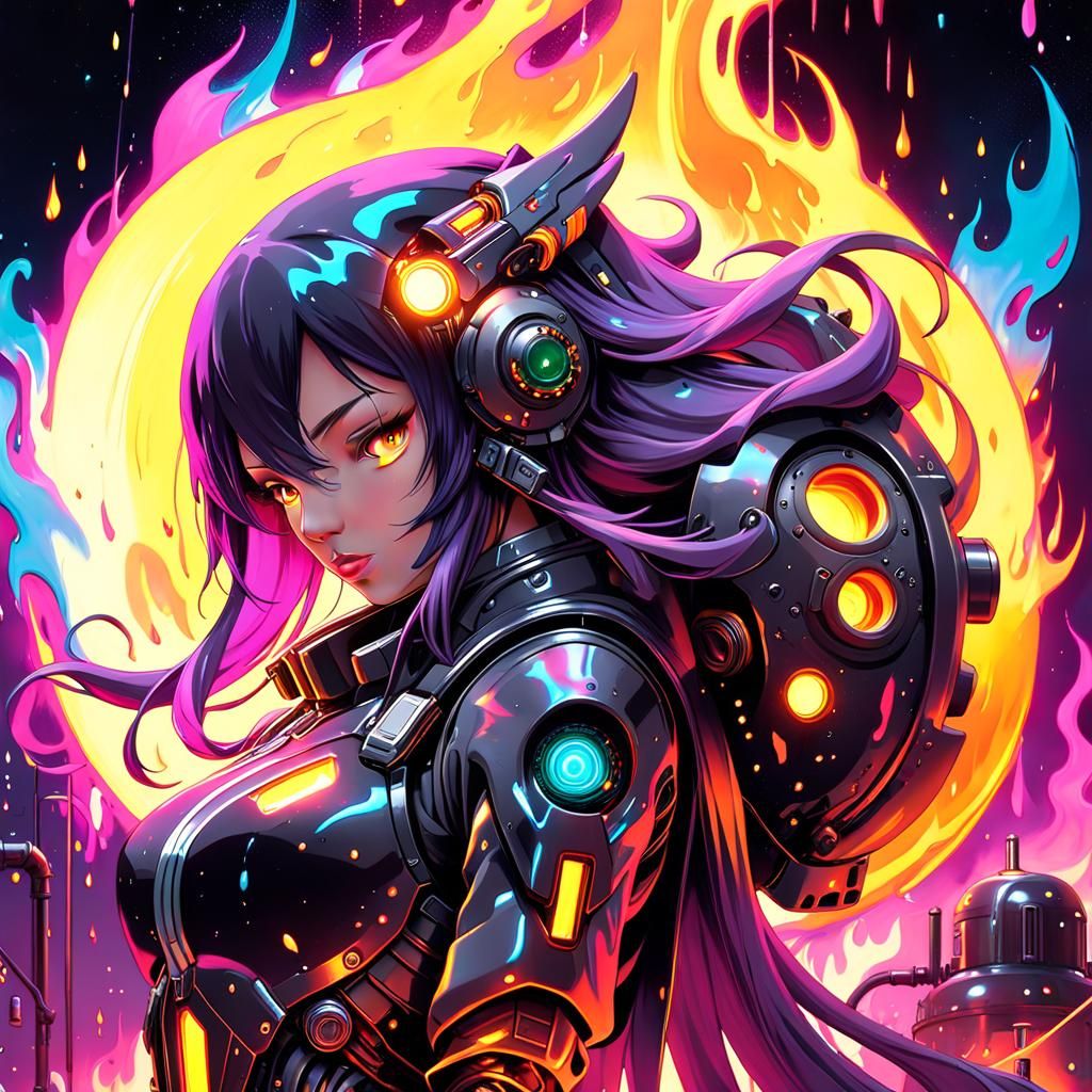 Sci-Fi Slime Girl Graffiti Art