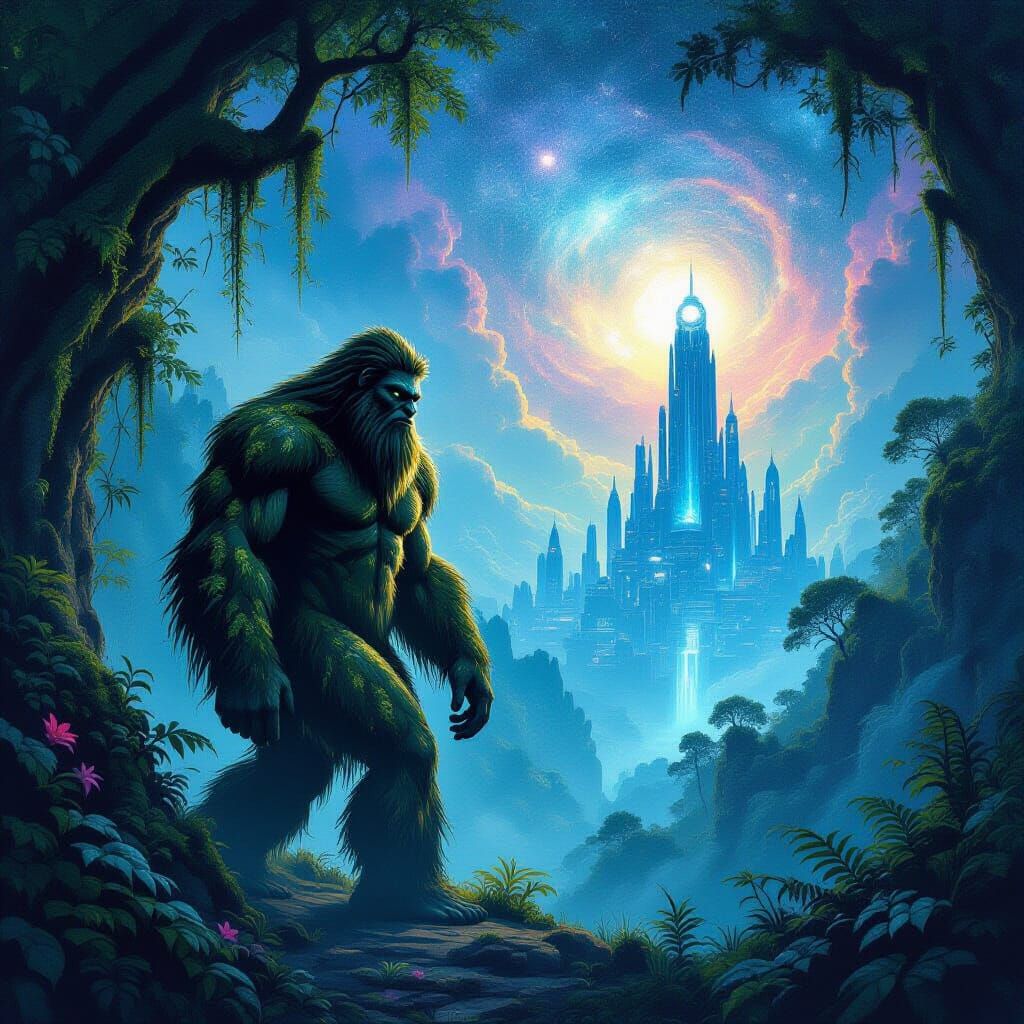 Bigfoot in Alien Jungle with Celestial Observatory