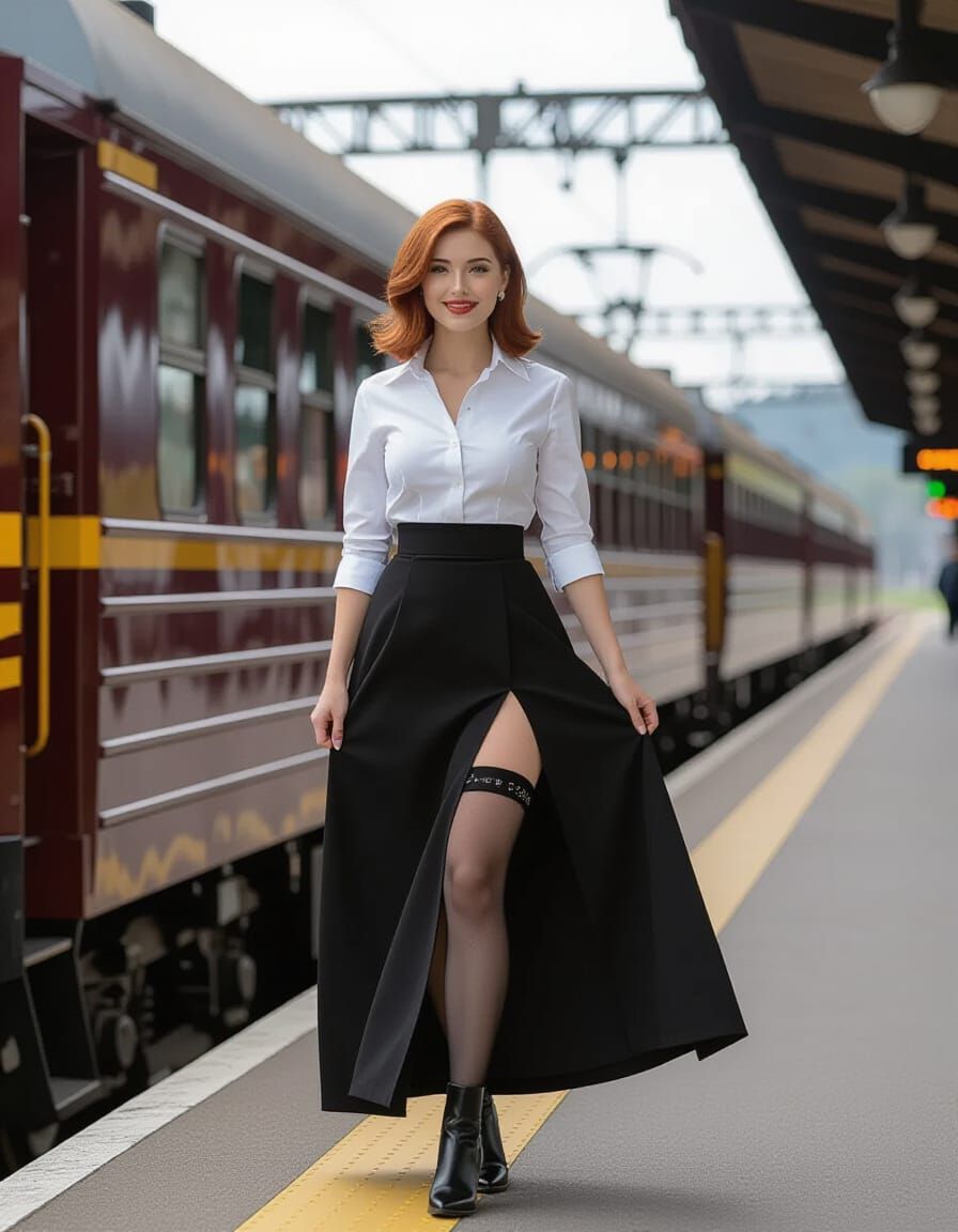 Redhead on Train Platform in Professional Photography