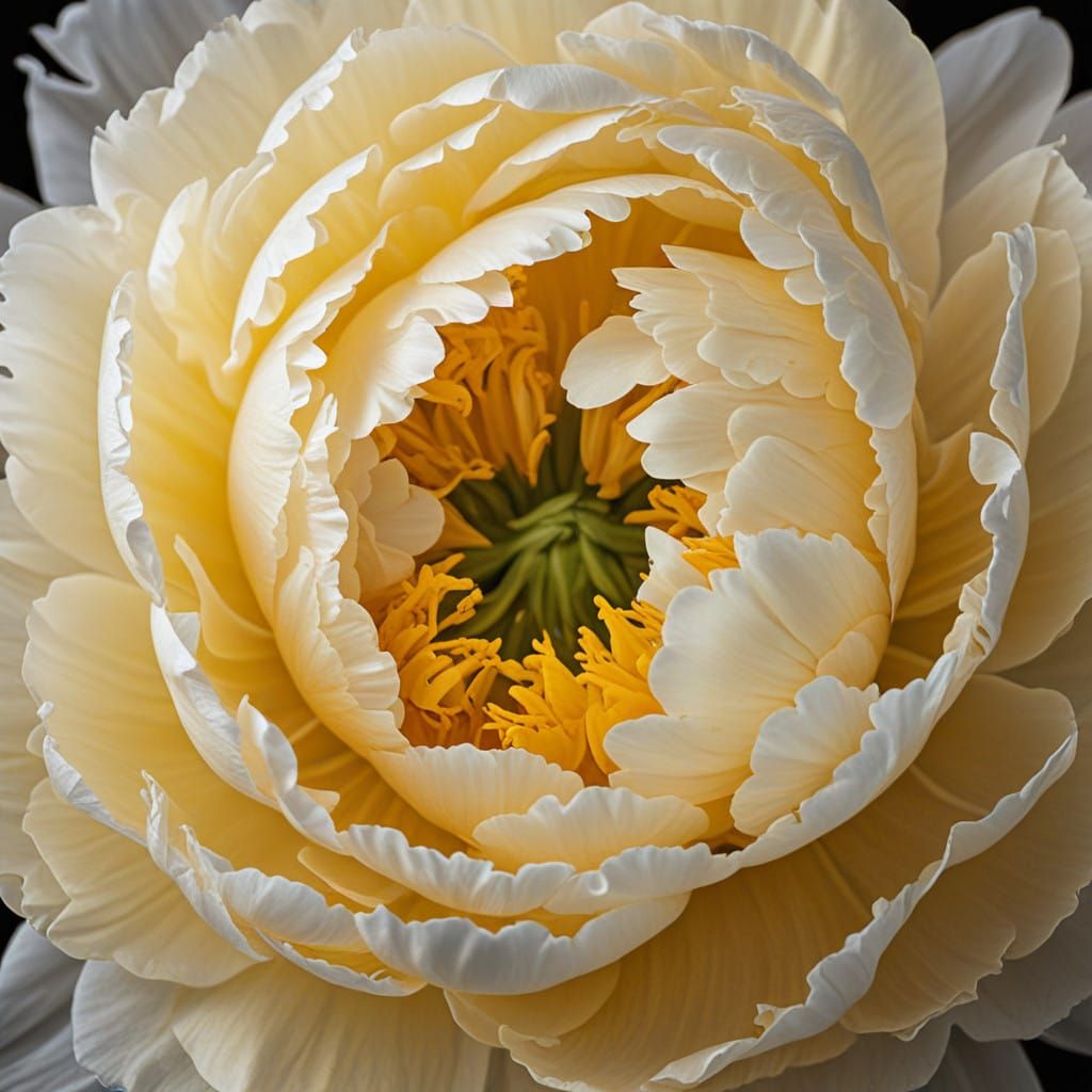 Vibrant Yellow Peony in Ultra-Macro Detail