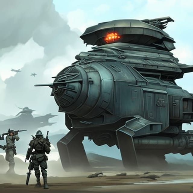 Apocalyptic Beach Scene with Cyberpunk Ruins